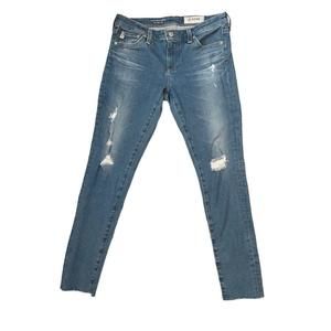 AG Adriano Goldschmied The Legging Ankle Ankle Jeans Size 28 R Blue Fray Hem